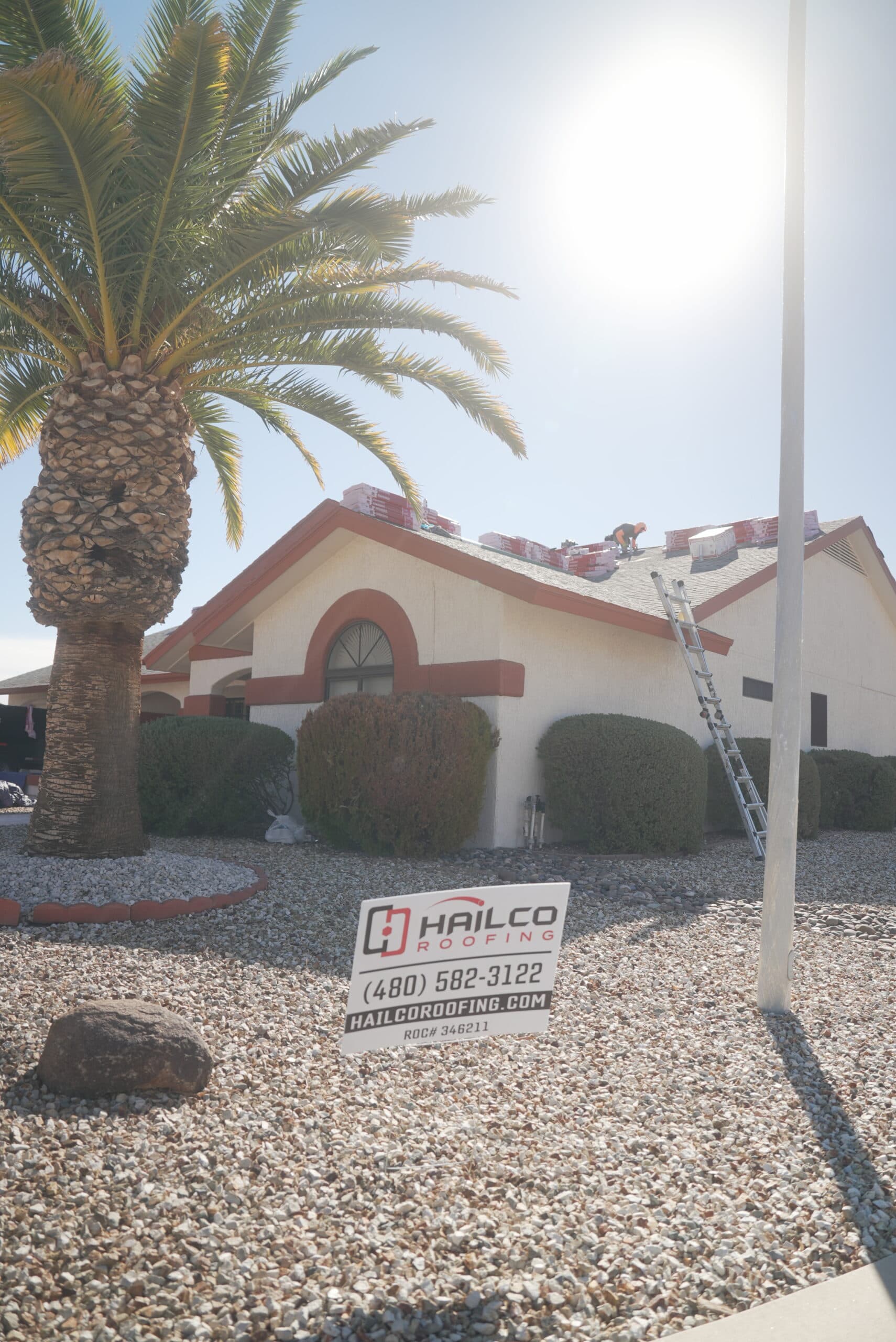 HailCo Roofing job site staged for a Scottsdale Phoenix Valley roof replacement