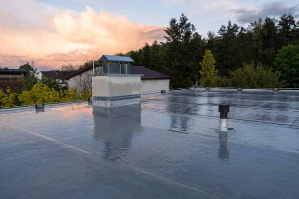 freshly resurfaced roof at sunset